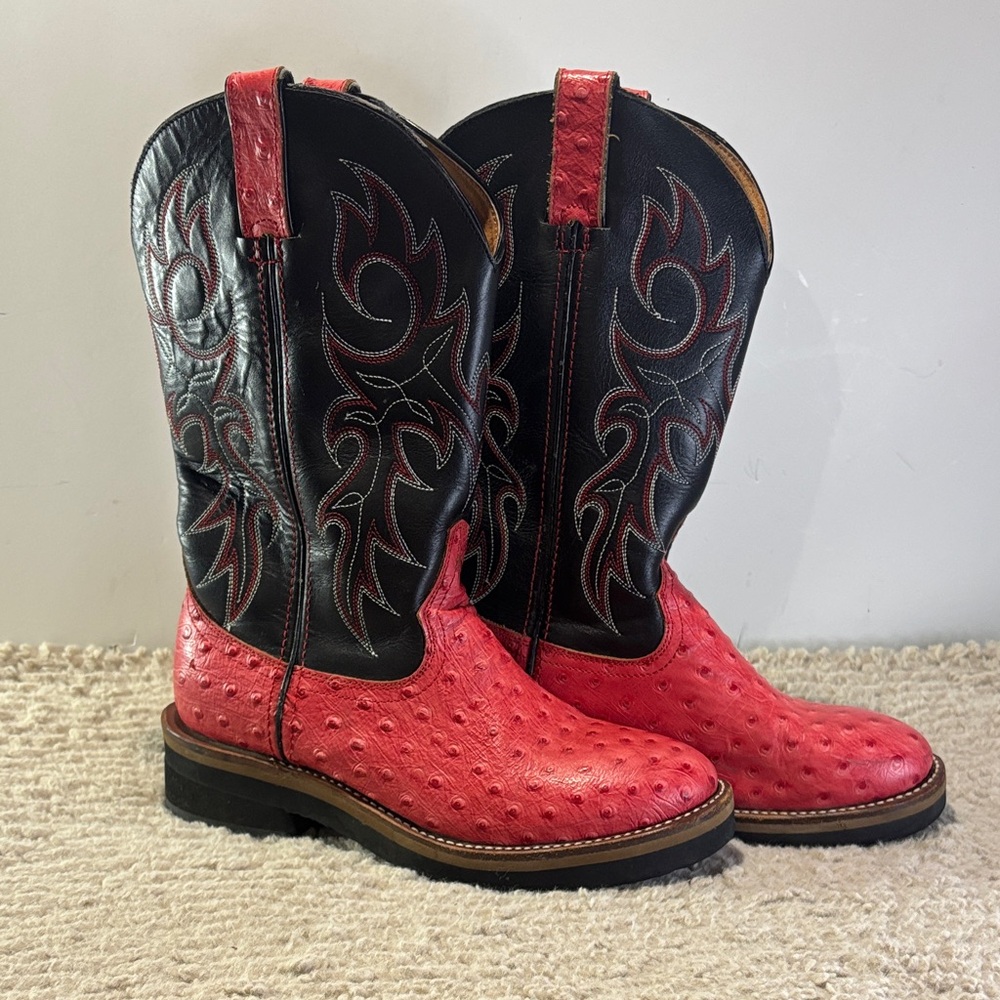 Women's ROAD WOLF Cowboy Boots Red And Black Leather Size 7 M